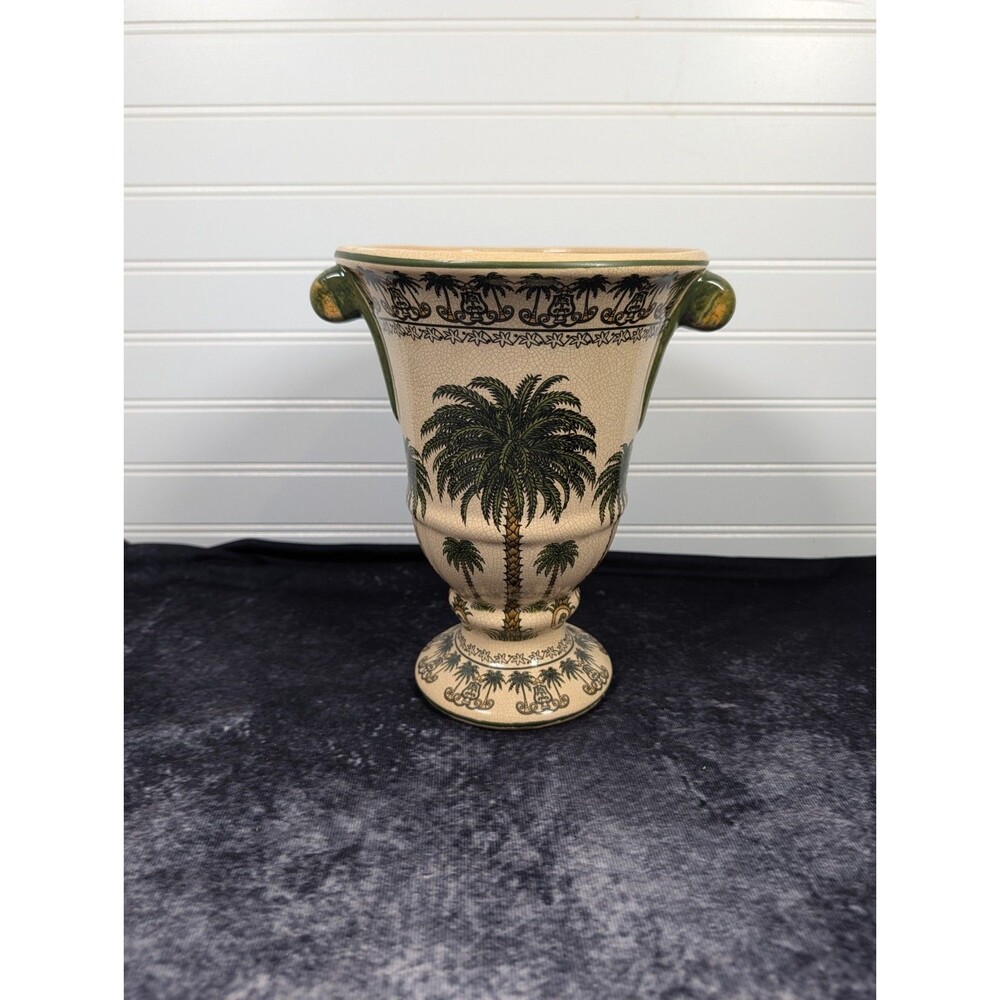 Vintage Palm Beach Chic Ceramic Palm Tree Vase